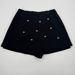 Maje Black Bee Embellished Skort Gold Tone Accents Size 40 FR US Medium